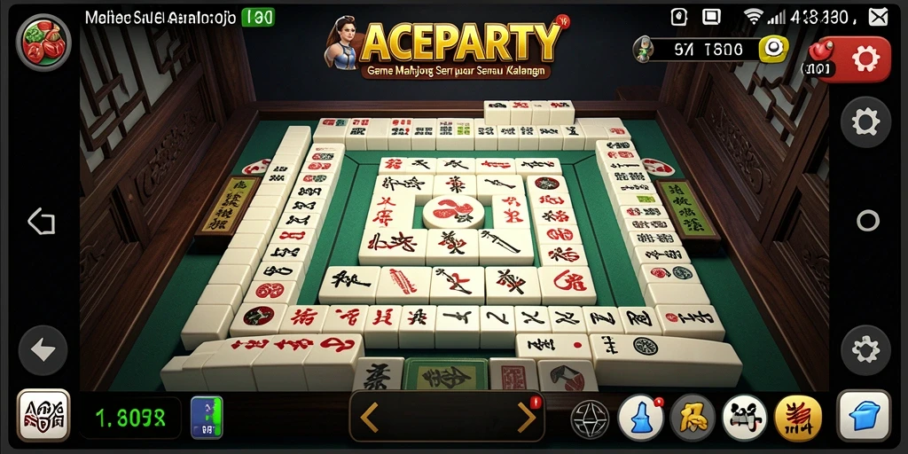 Gameplay ACEPARTY yang menampilkan tantangan Mahjong yang seru.