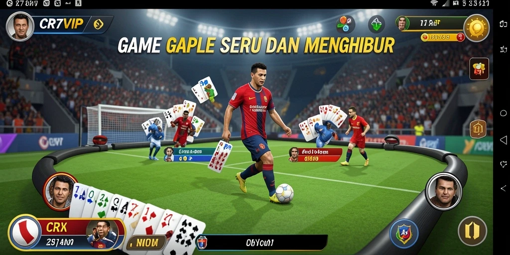Tampilan gameplay seru dari game Gaple CR7VIP, penuh tantangan.