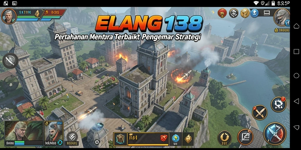 Tampilan gameplay <strong>ELANG138</strong> yang menegangkan dengan menara pertahanan yang strategis.