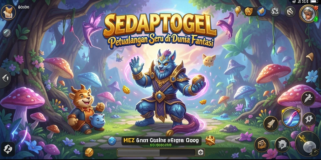 Screenshot menunjukkan gameplay menegangkan SEDAPTOGEL di dunia petualangan.