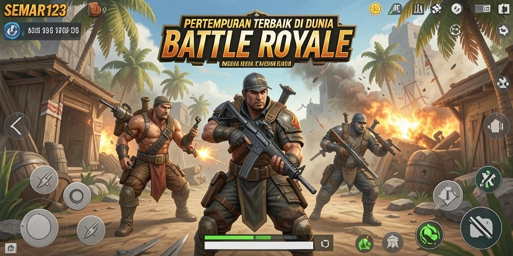 Tampilan utama gameplay SEMAR123 menampilkan pertarungan seru antar pemain Battle Royale.